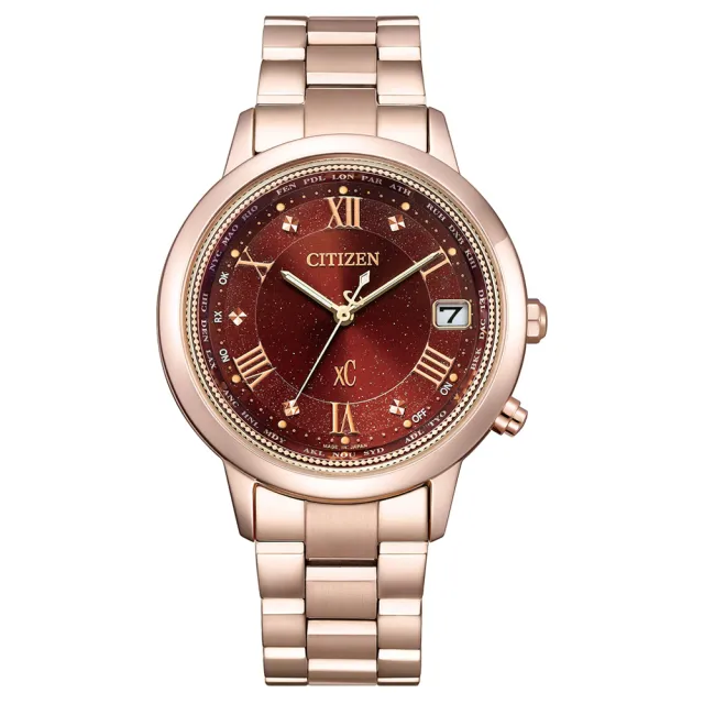 【CITIZEN 星辰】XC Hebe廣告款魅力酒紅韶光電波鈦金屬光動能女錶/36mm雙11限定(CB1138-62W)