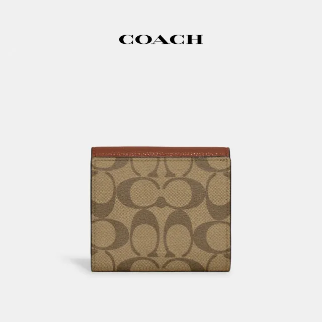 【COACH蔻馳官方直營】MORGAN撞色經典Logo小號錢包-卡其色混合色(CF472)