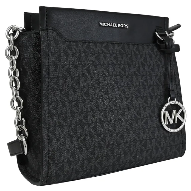 【Michael Kors】GRAHAM 經典滿版MK印花拼接手提包斜背包(黑灰)