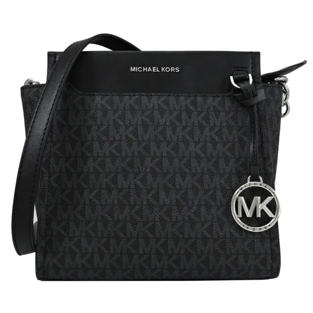 【Michael Kors】GRAHAM 經典滿版MK印花拼接手提包斜背包(黑灰)