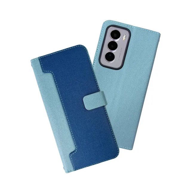 【CASE SHOP】OPPO Reno 12 Pro 前收納側掀皮套-藍(內襯卡片夾層 翻蓋站立)