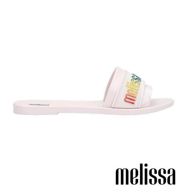 Melissa 一字帶內夾腳LOGO壓紋拖鞋(白色)