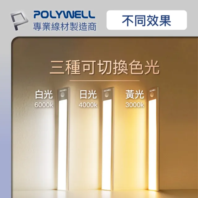 【POLYWELL】磁吸式LED感應燈 /銀色 /40cm