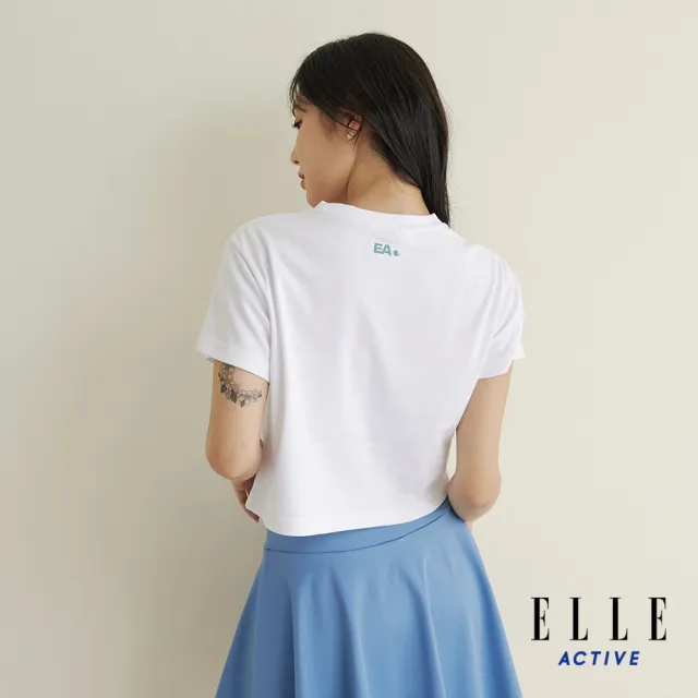 【ELLE ACTIVE】女款 短版印花短袖圓領T恤-白色(EA24M2W1605#90)