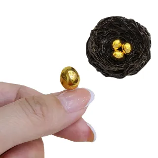 【金品坊】黃金擺件生生不息迷你小金蛋三顆共 0.15錢±0.02(贈雞窩擺飾、純金999.9、純金擺件)