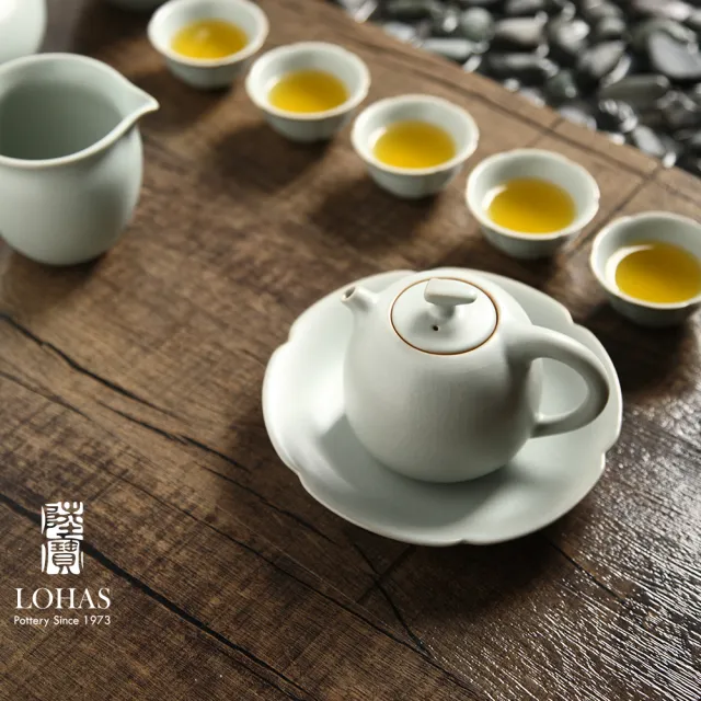 【LohasPottery 陸寶】汝窯藏器 錦珠壺茶組 一壺一海六杯(瑪瑙為釉  精湛工藝)