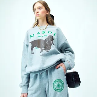 【MARDI MERCREDI】印花大學TEE 灰色 臘腸狗 純棉 SWEATSHIRT DDANJI