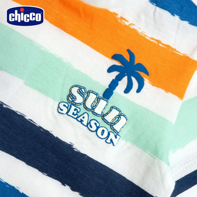 【Chicco】24SS童裝-海灘衝浪-印彩色條紋短袖上衣