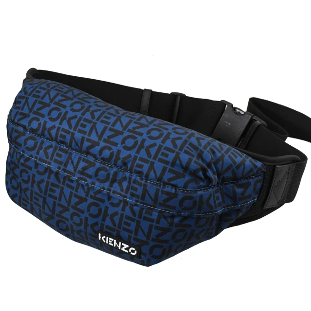 KENZO 品牌英文LOGO印花厚尼龍前口袋旅用包後背包(白