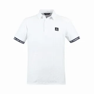 【PING】男款緹花鬆緊袖口吸濕排汗短袖POLO衫-白(GOLF/高爾夫球衫/PA24123-87)