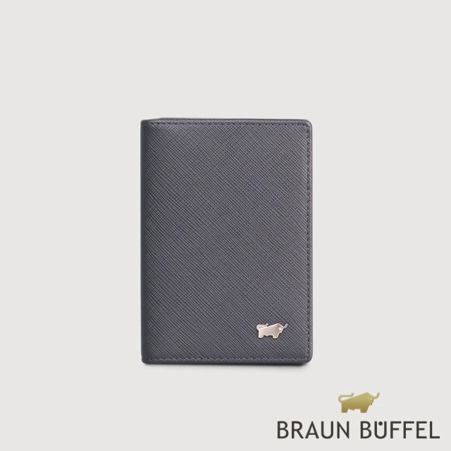 BRAUN BUFFEL 德國小金牛 台灣總代理 尚恩A 4卡名片夾-藍色(BF354-402-NY)