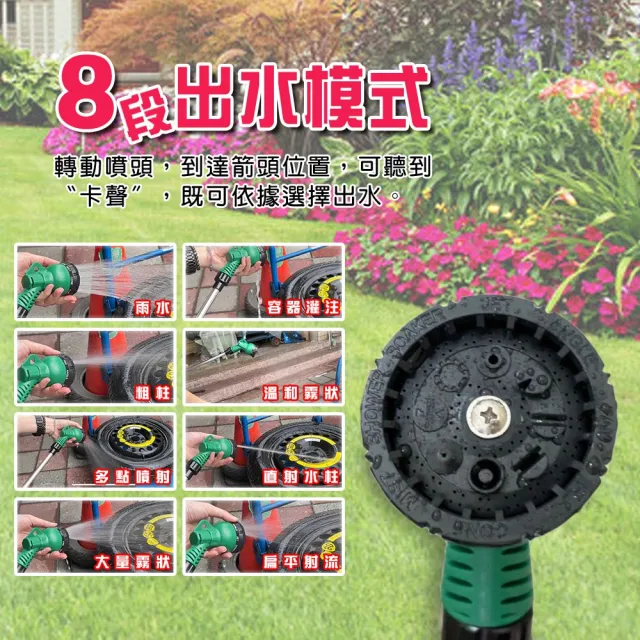 【金德恩】八段式調節園藝水槍 一組(洗車水槍 園藝水槍 灑水槍 澆花水槍 高壓水槍 居家清洗水槍 花園水槍)