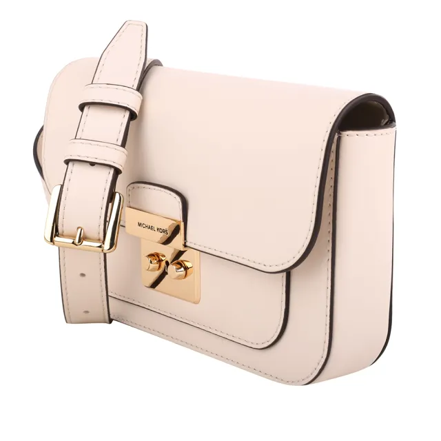【Michael Kors】金牌壓釦牛皮革腰包小(奶白)