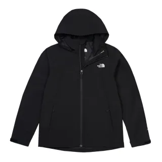 【The North Face】北面女款黑色防水透氣可調節收納連帽衝鋒衣｜88FY4H0