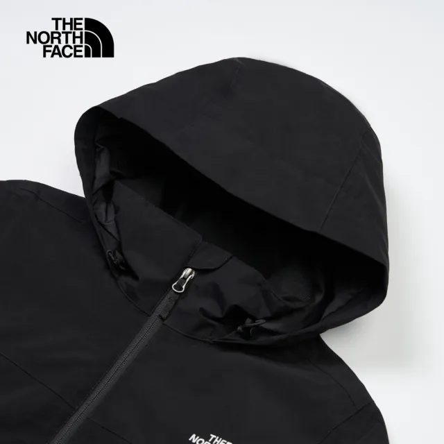 【The North Face 官方旗艦】北面女款黑色DryVent防水透氣連帽衝鋒衣｜88FY4H0(外套)