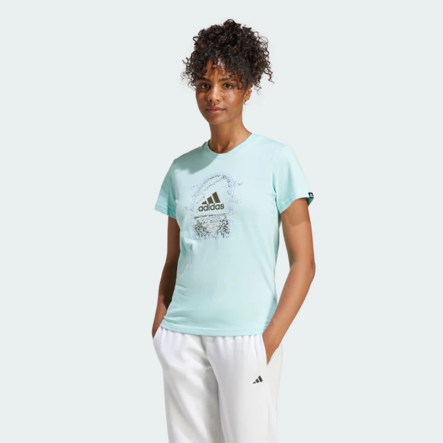 adidas 愛迪達 Monogram TEE 女款 白黃色