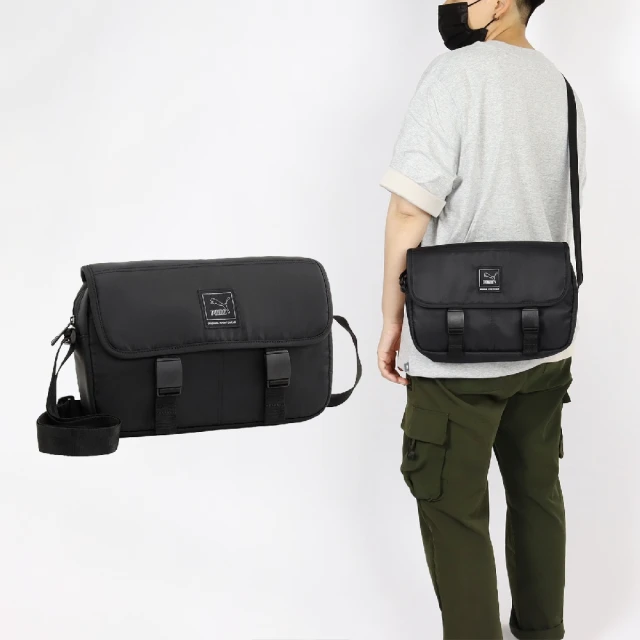 PUMA 側背包 Classic Elevated Woven Messenger Bag 黑 隨行包 肩背包(090582-01)