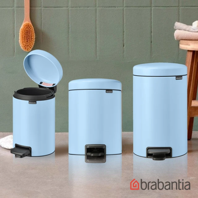 Brabantia 父親節超值組 NEWICON腳踏垃圾桶3L+5L+12L夢幻藍3件套裝組(贈專用垃圾袋3包+禮品任選)