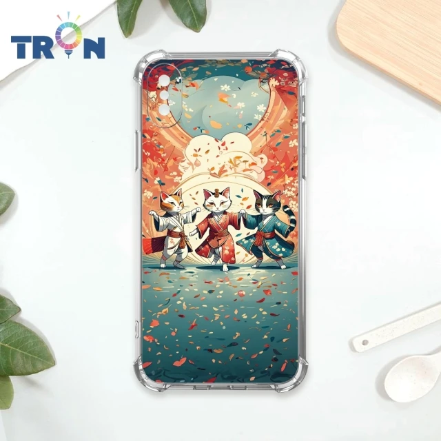 TRON IPhone X/XS/XR/XS MAX 穿著和服跳舞的三隻花貓咪系列 四角防摔殼 手機殼