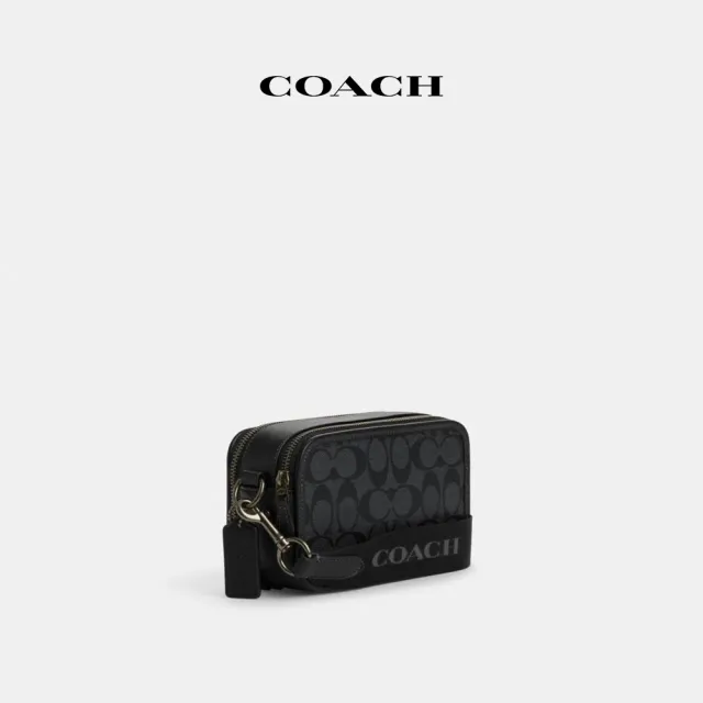 【COACH蔻馳官方直營】WYATT經典Logo斜背手袋-QB/炭黑色/黑色(CM109)