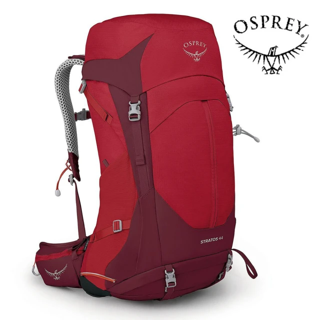 Osprey Stratos 44 透氣網架健行登山背包 男款 聖誕紅(登山背包 健行背包 運動背包)