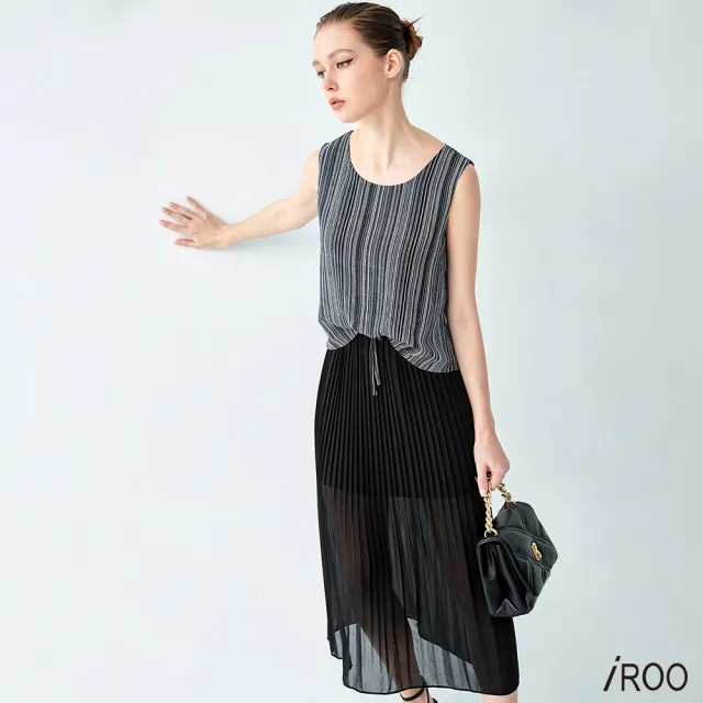 【iROO】偽兩件式印花洋裝