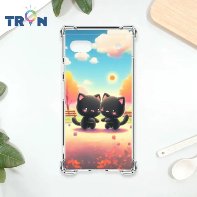 【TRON】GOOGLE Pixel 6/Pixel 6 PRO/Pixel 6A 櫻花公園黑色貓咪 四角防摔殼 軟殼 手機殼