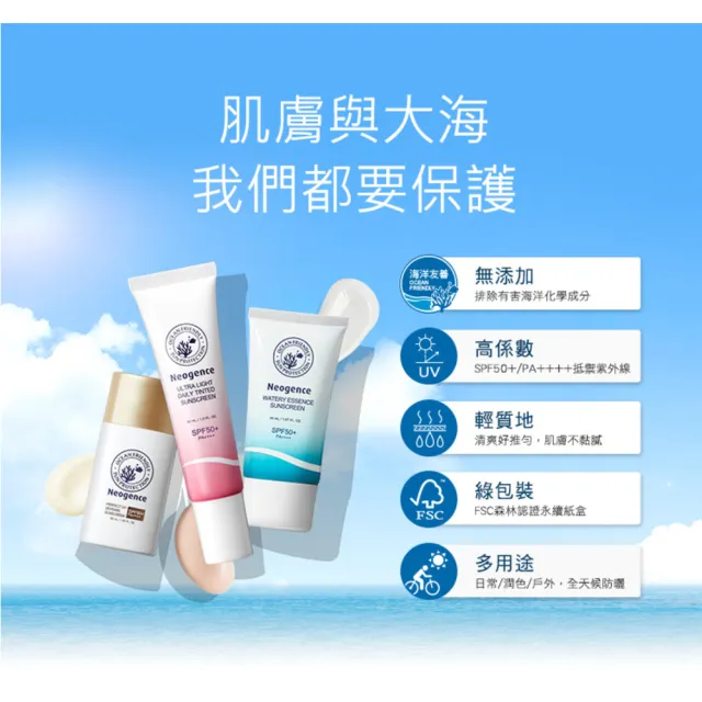 【Neogence 霓淨思】全天候極效抗陽防曬乳50ml-SPF50+/PA++++(海洋友善)