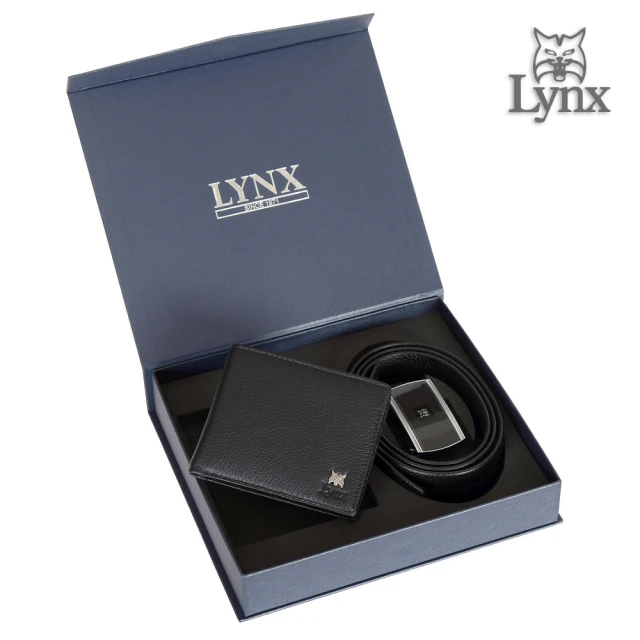 LYNX 進口牛皮皮帶皮夾禮盒組(頭層牛皮帶皮夾 節日送禮 訂婚8禮)