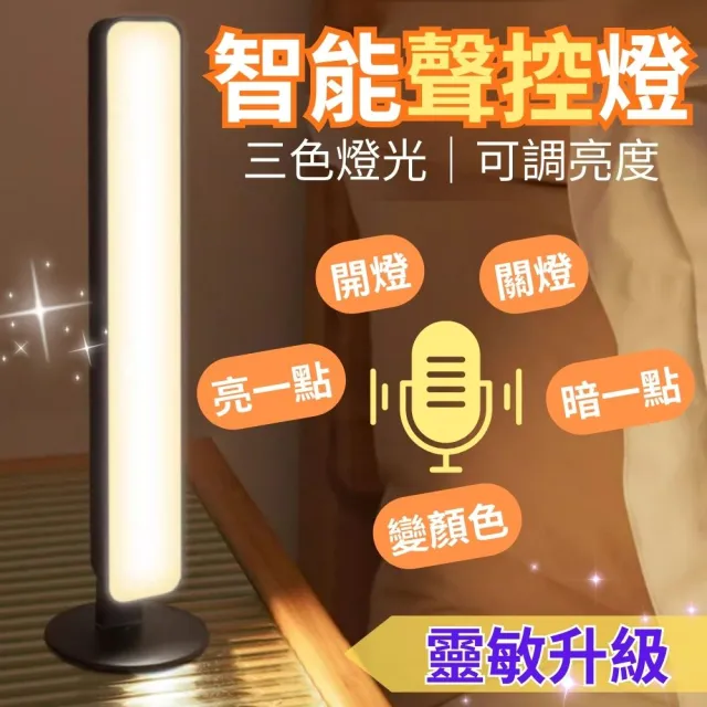 【CHYUNYAO】三色調光智能聲控燈 2入組(小夜燈 閱讀燈 語音燈)