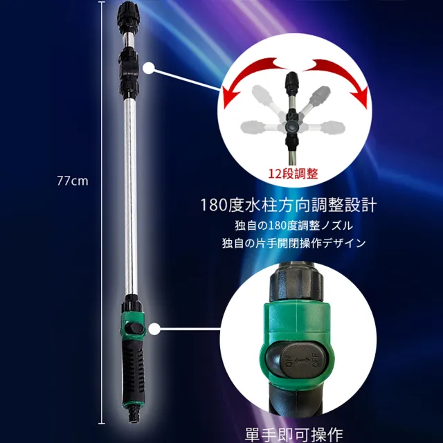 【威力鯨車神】台灣製免插電強力清潔水槍+泡沫噴壺超值組(加長型高壓水槍 泡沫洗車 洗窗)