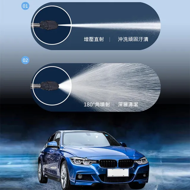 【威力鯨車神】台灣製免插電強力清潔水槍+泡沫噴壺超值組(加長型高壓水槍 泡沫洗車 洗窗)