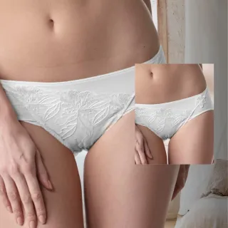 【LADY】安布羅莎系列 刺繡中腰三角褲(暮光白)