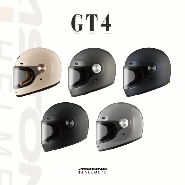 【ASTONE】官方直營-GT4 復古全罩式安全帽/樂高帽(米白 水泥灰 鈦金藍 鈦金綠 平黑 雅典白)