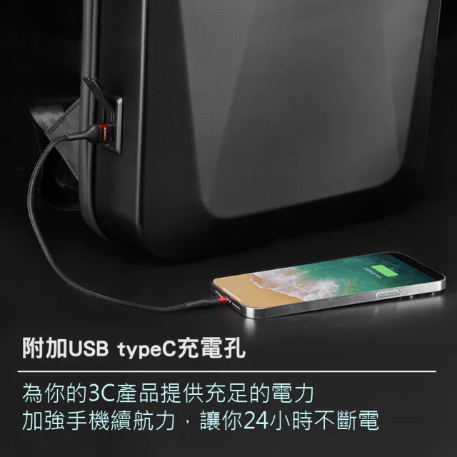 【BAGGLY&CO】雙11 男款安東尼PC硬殼雙肩商務休閒防水包(防水包 商務包)