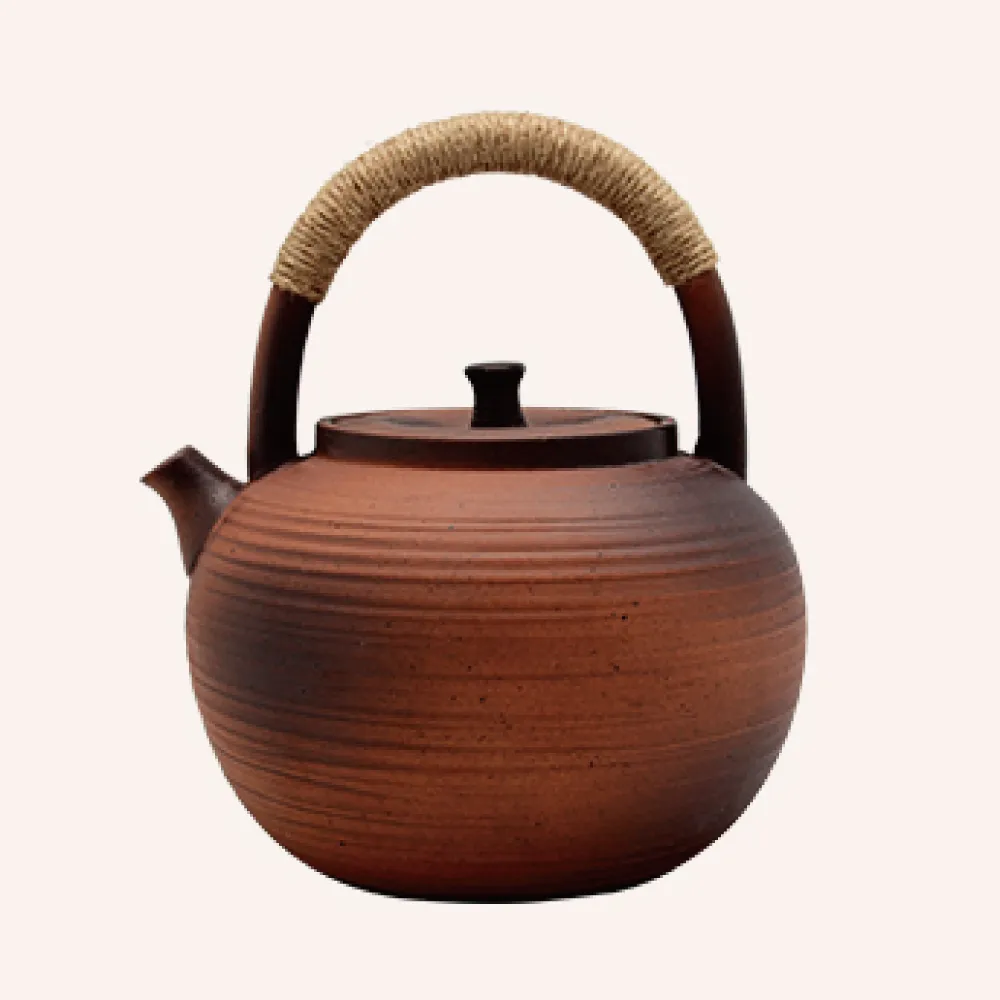 LohasPottery 陸寶】提梁燒水砂銚900ml 沙爍色(煮水壺陶瓷泡茶壺