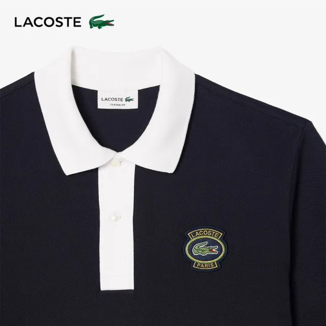 【LACOSTE】男裝-L.12.12 Lacoste徽章短袖Polo衫(藍/白配色)