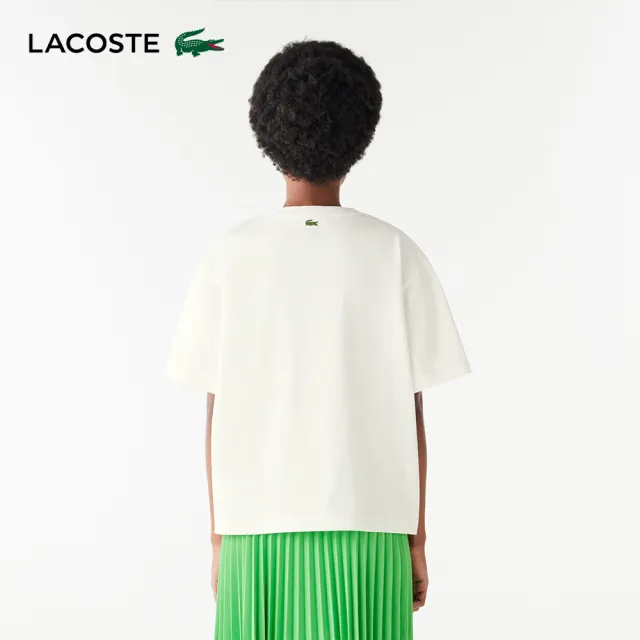 【LACOSTE】女裝-寬鬆輪廓俏皮印花短袖T恤(白色)