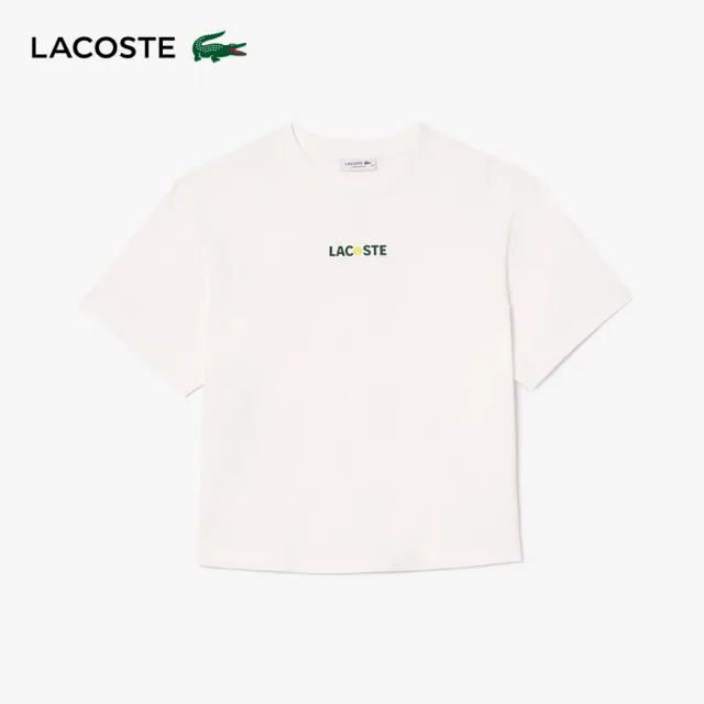 【LACOSTE】女裝-寬鬆輪廓俏皮印花短袖T恤(白色)