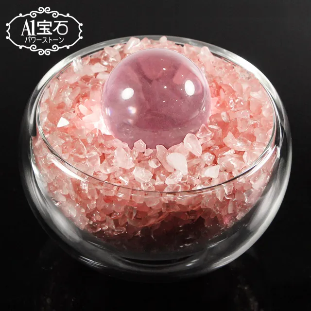 【開運億姊】桃花貴人能量粉水晶碎石/白琉璃球聚寶盆-淨化磁場居家風水旺九紫離火運