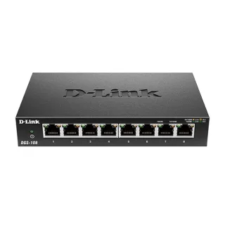 【D-Link】DGS-108 8埠 Gigabit 桌上型 金屬外殼 10/100/1000BASE-T 超高速乙太網路交換器(金屬外殼)