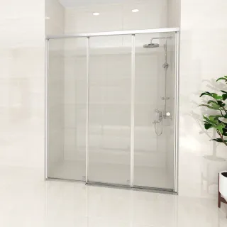 【ITAI 一太】無障礙適用/一字三門連動淋浴門/強化玻璃/單邊開門(寬121-150x高190cm含安裝)