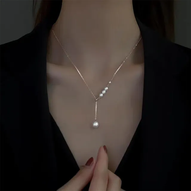 【MoonDy】包包 純銀飾品 純銀項鍊 珍珠項鍊 鉑金項鍊 玫瑰金項鍊 女項鍊 天然珍珠項鍊 精