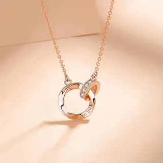 【KT DADA】交換禮物 包包 純銀項鍊 雙環項鍊 鉑金項鍊 頸鍊 鎖骨鍊 戒指項鍊 項鍊女 韓國項鍊 氣質