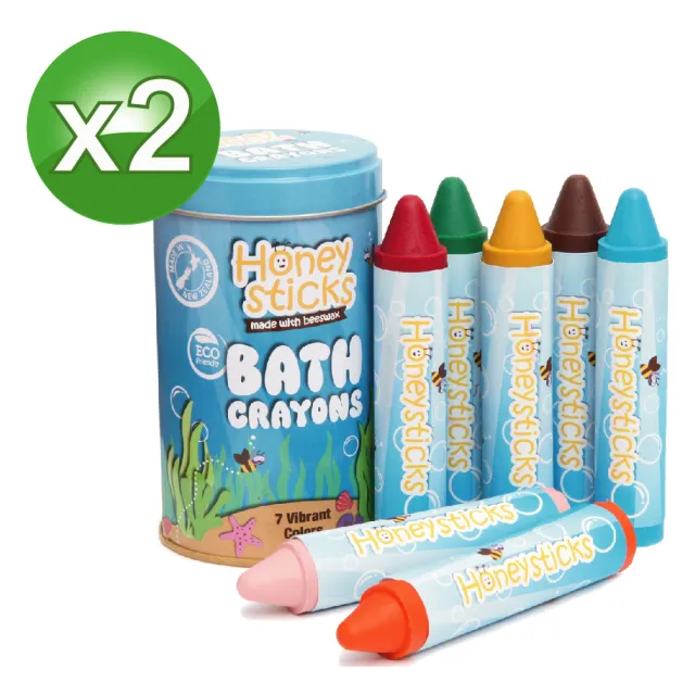 【HONEY STICKS】紐西蘭純天然蜂蠟無毒浴室可水洗蠟筆(7色x2組)