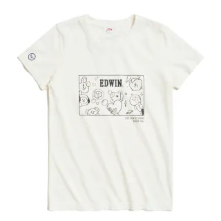 【EDWIN】女裝 BT21單色線條短袖T恤(白色)