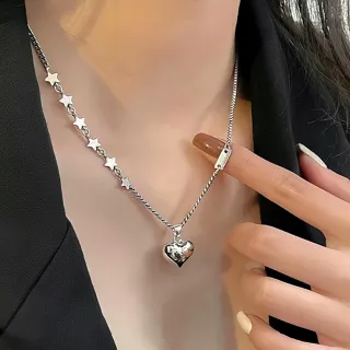 【KT DADA】包包 925純銀項鍊  韓版鎖骨鏈 愛心項鍊 女生項鍊 韓國項鍊 不規則珍珠項鍊  小女生禮物