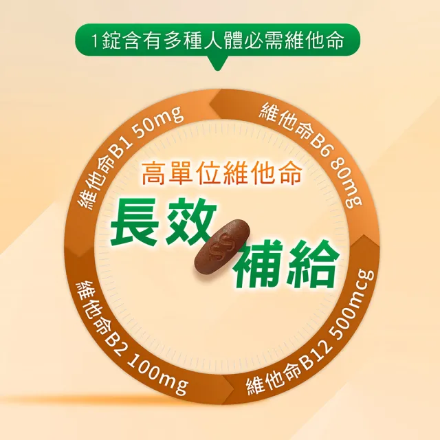 【YANNIGO 亞尼活力】高單位維他命B群錠1瓶60顆(高劑量B12含500mcg、素食可食)