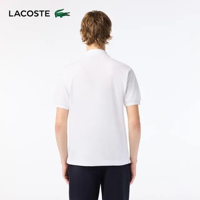 【LACOSTE】男裝-Original L.12.12植絨文字網眼布短袖Polo衫(白色)