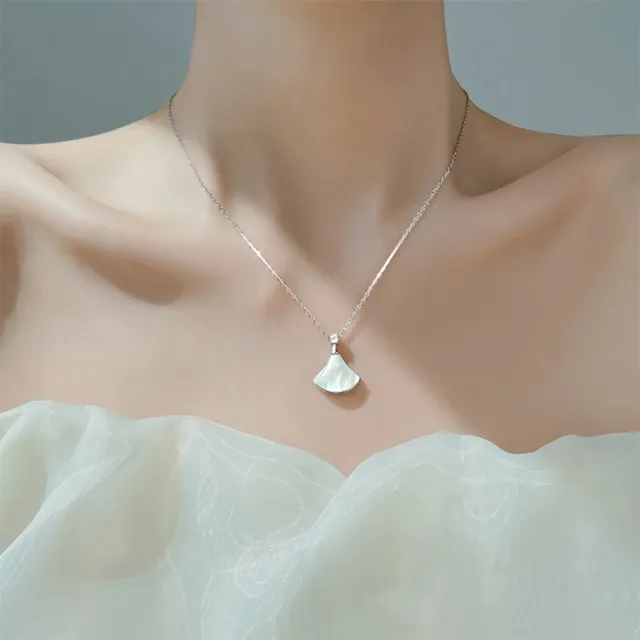 【MoonDy】包包 珍珠貝殼項鍊 銀飾品 韓國飾品 結婚禮物 純銀項鍊 造型珍珠項鍊 新娘飾品 